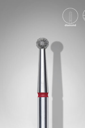 Φρέζα διαμάντι για τροχό νυχιών τύπου μπίλια (Ball) – κόκκινη, σειρά Expert, διάμετρος κεφαλής 2,7 mm