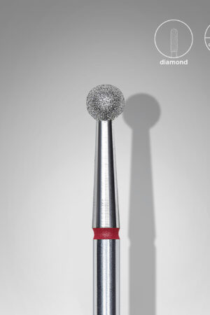 Φρέζα διαμάντι για τροχό νυχιών τύπου μπίλια (Ball) – κόκκινη, σειρά EXPERT, διάμετρος κεφαλής 3,5 mm
