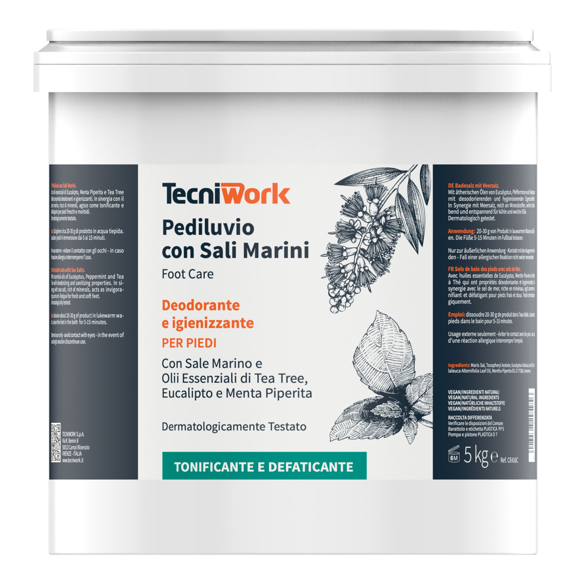 Αποσμητικά άλατα ποδόλουτρου θαλάσσης με Tea Tree, Ευκάλυπτο και Μέντα 5 kg