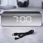 Επιτραπέζιο Ψηφιακό Ρολόι LED – Ξυπνητήρι Καθρέφτης με USB Τροφοδοσία