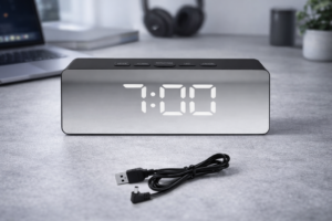 Επιτραπέζιο Ψηφιακό Ρολόι LED – Ξυπνητήρι Καθρέφτης με USB Τροφοδοσία