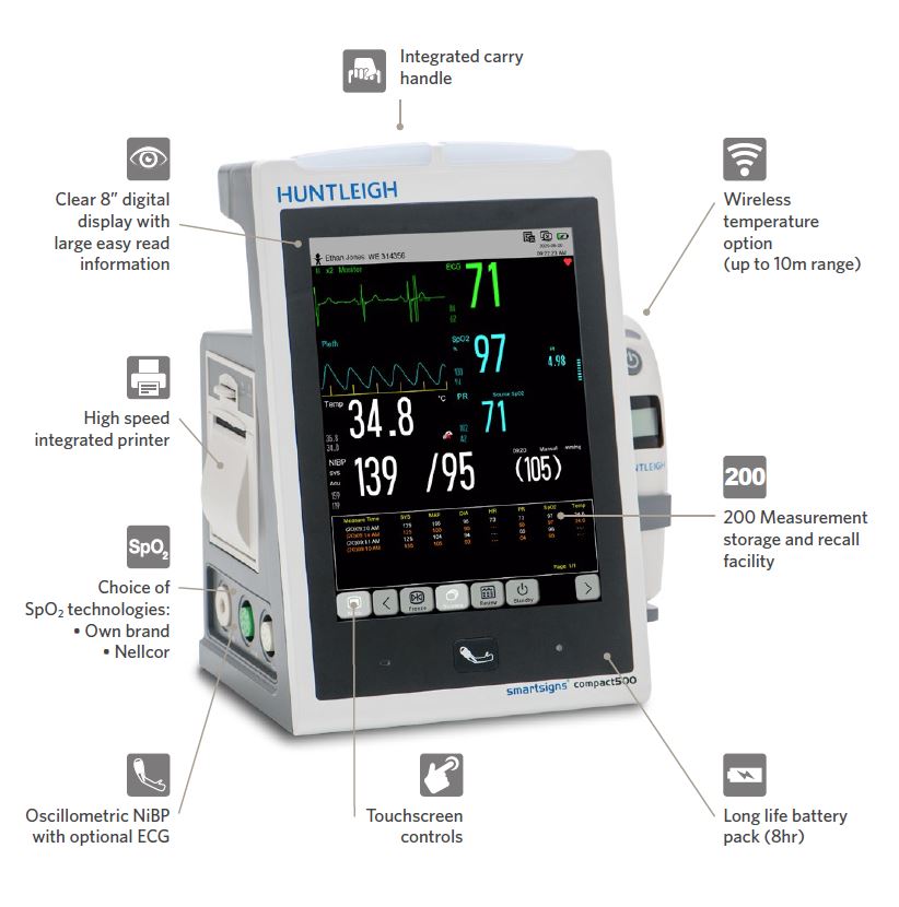 Monitor Συνεχούς & Spot-Check Παρακολούθησης Huntleigh SC500 Τροχήλατο - Image 3