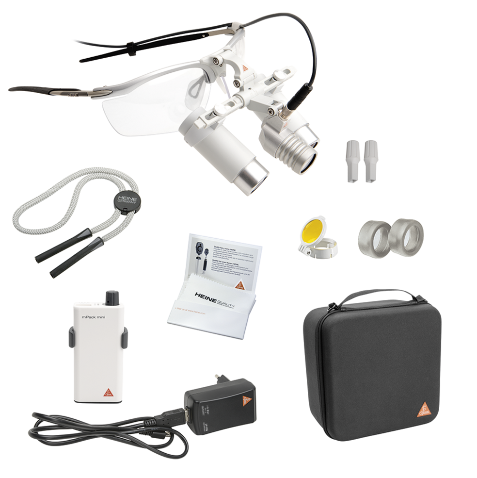 Set Μεγεθυντικές Λούπες Heine 6x/340mm σε Σκελετό Γυαλιών S-FRAME & Φωτισμό Heine LED LoupeLight 2