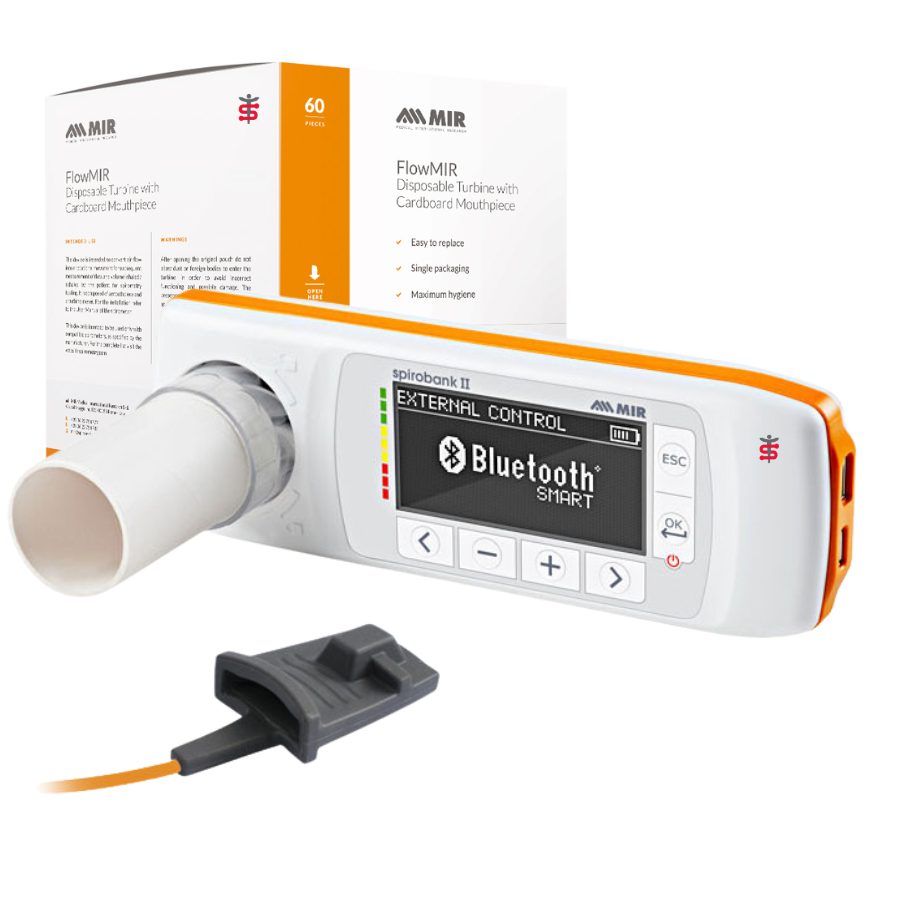 Σπιρόμετρο MIR Spirobank II Advanced Plus με Οξυμετρία & 60 Τουρμπίνες μ.χ FlowMir