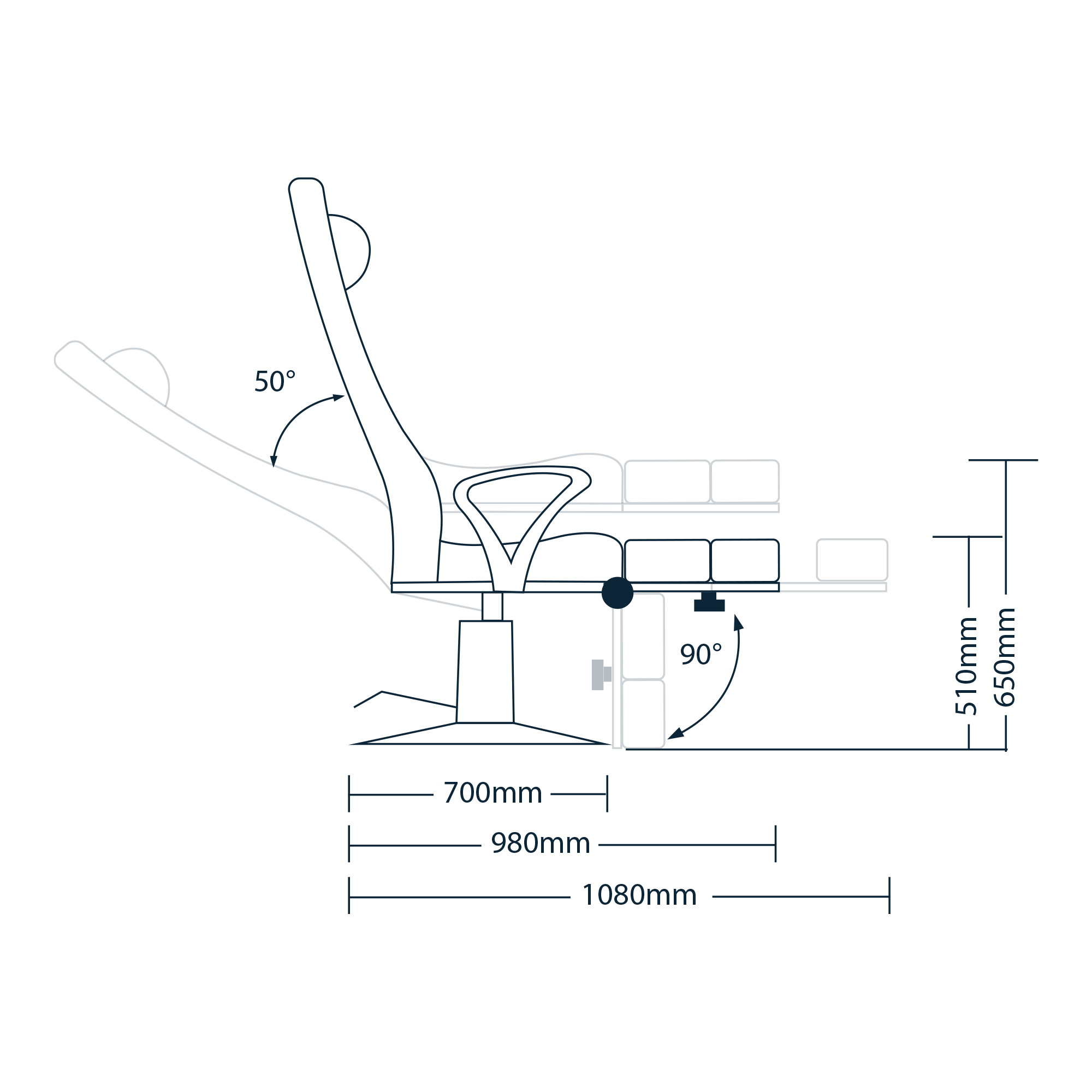 Υδραυλική Καρέκλα Πεντικιούρ Σκούρο Γκρι με Σταθερή Βάση - Image 2