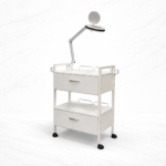 P Clinic Trolley Paris λευκό τρόλεϊ με 2 συρτάρια και βάση μεγεθυντικού φακού