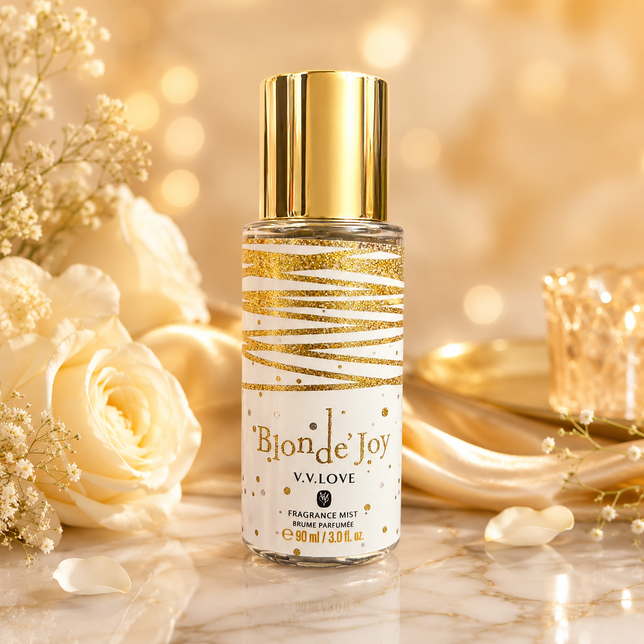 Γυναικείο fragrance mist Blonde Joy V.V.LOVE 90ml με χρυσό design