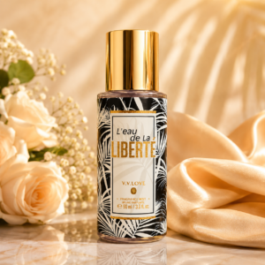 Γυναικείο fragrance mist Liberté V.V.LOVE 90ml με χρυσό καπάκι και tropical design
