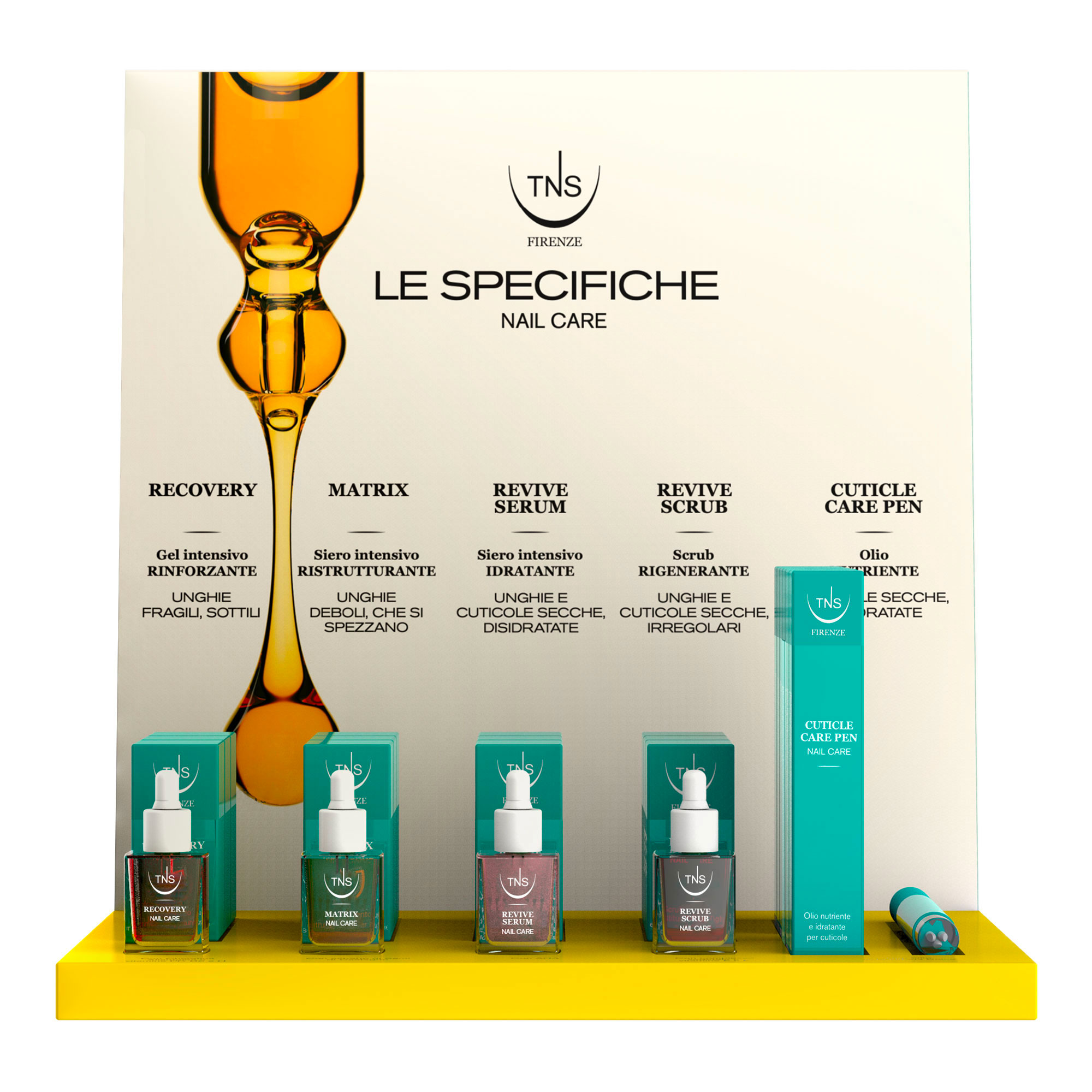 Display Le Specifiche 29 τεμαχίων με επαγγελματικές θεραπείες για νύχια και επωνύχια.