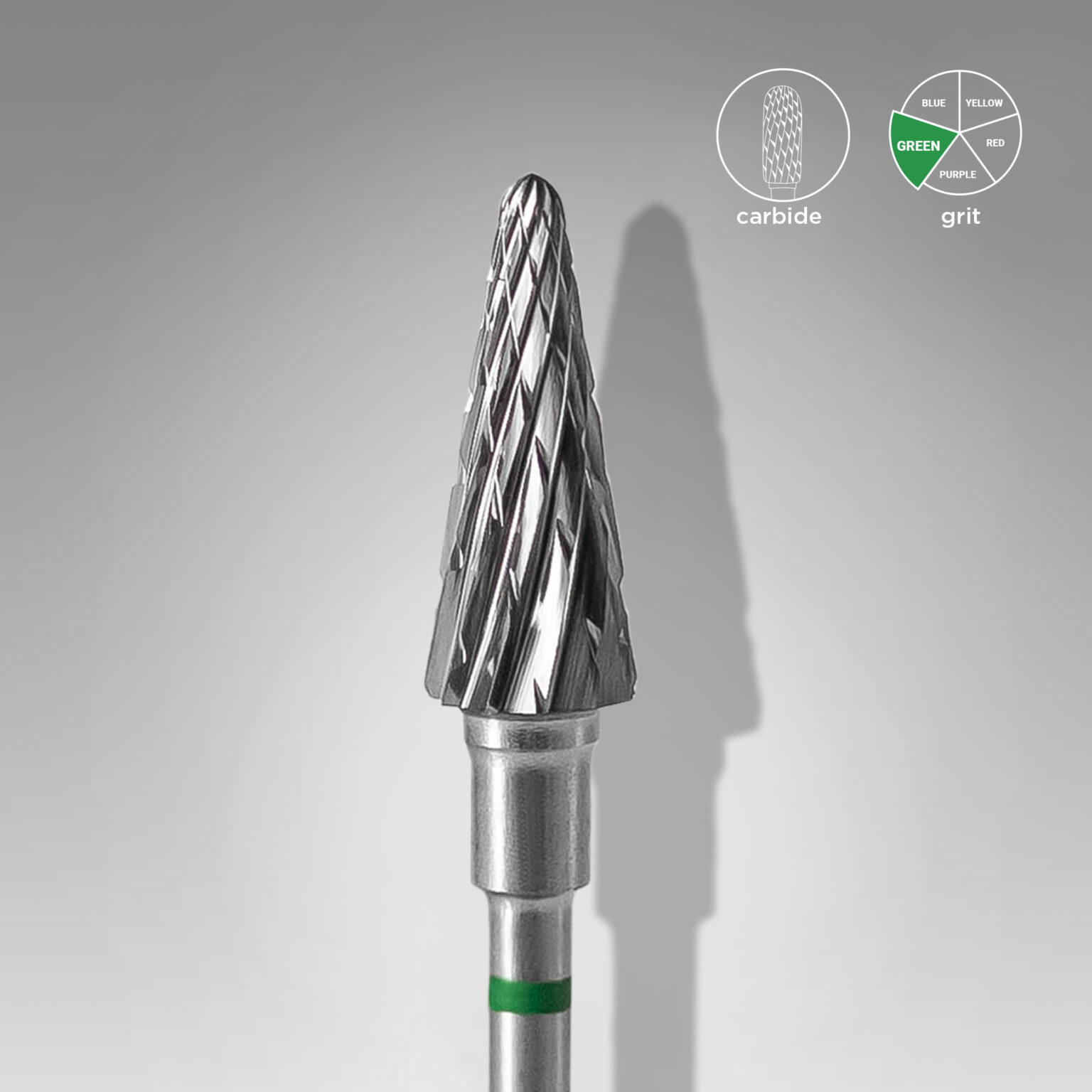 Φρέζα Καρβιδίου Κώνος Πράσινη 6mm EXPERT για manicure, pedicure και ποδολογία