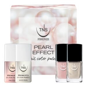 Σετ Pearl Effect TNS με λευκό και ροζ Pigmenta και περλέ βερνίκια νυχιών