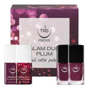 Glam Duo Plum TNS σετ Pigmenta UV και μπορντό βερνικιών νυχιών
