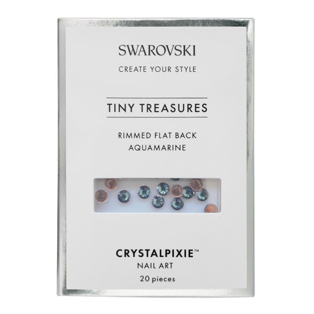 Swarovski Rimmed Aquamarine Tiny Treasures στρογγυλά Flat Back κρύσταλλα 20 τεμάχια για Nail Art