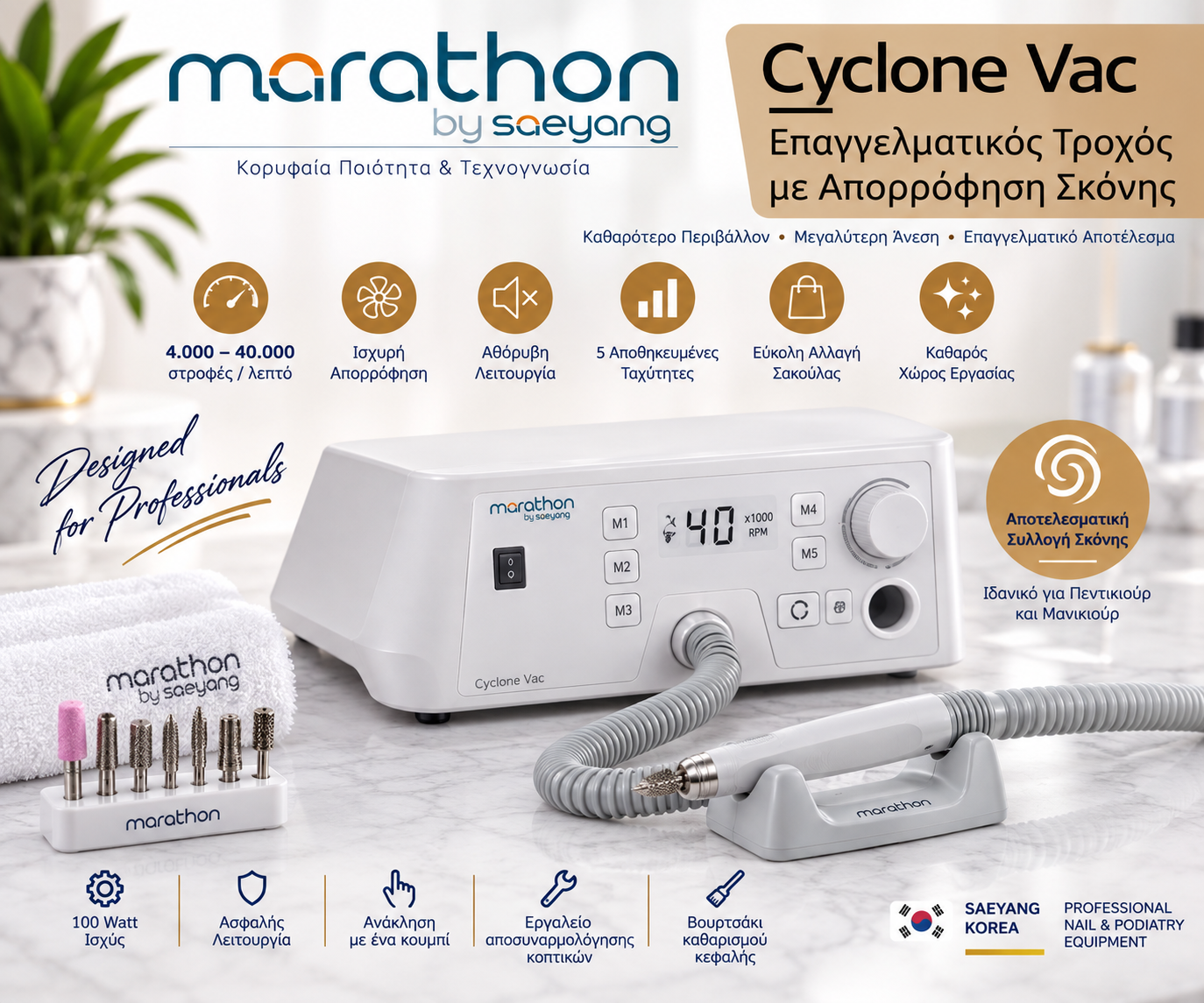 Marathon Cyclone Vac επαγγελματικός τροχός με απορρόφηση