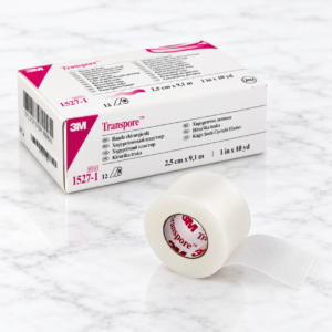 3M Transpore διάφανη ταινία 2,5 cm x 9,1 m με κουτί 12 ρολών